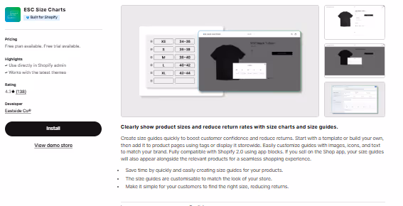 _ESC - Size Charts & Size Guide